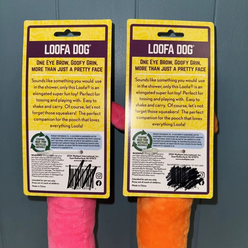 Lot Of 2 Bright‎ Multipet Loofa Ruff 12